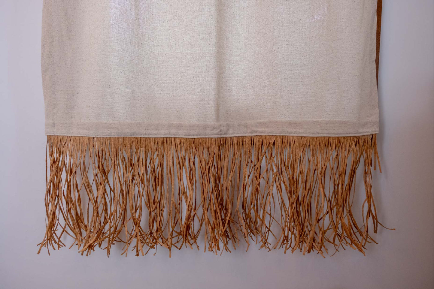 Bohem Rafya Püsküllü Doğal Kumaş Perde Bej 95x140 cm