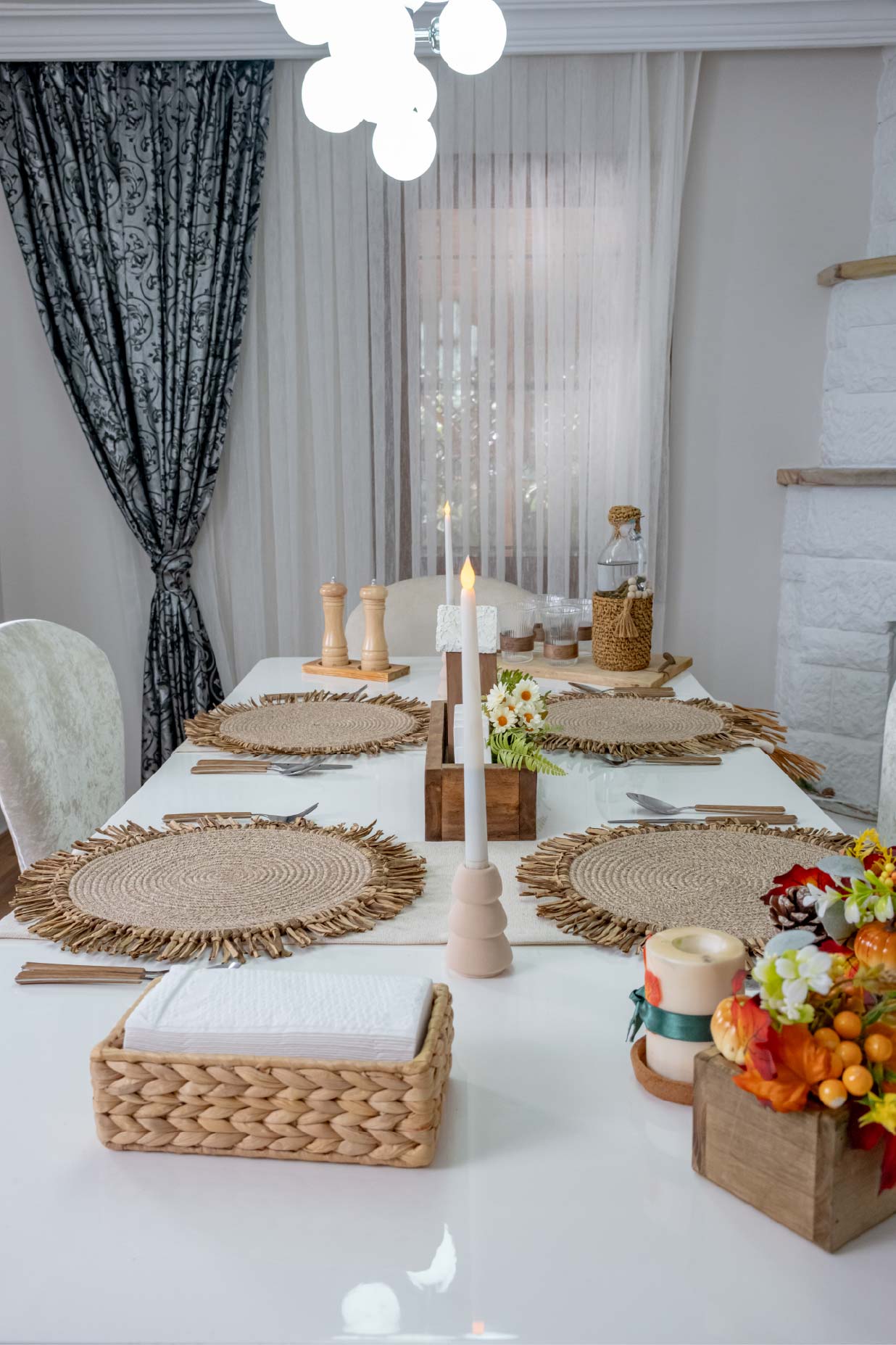 Bohem Rafya Püsküllü El Yapımı Jüt Supla Krem 30cm