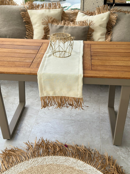 Linen Tablecloth With Raffia Tassels